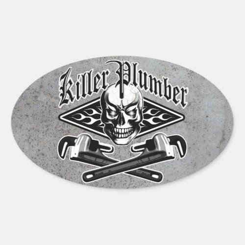 Plumber Skull Killer Plumber 31 Oval Sticker