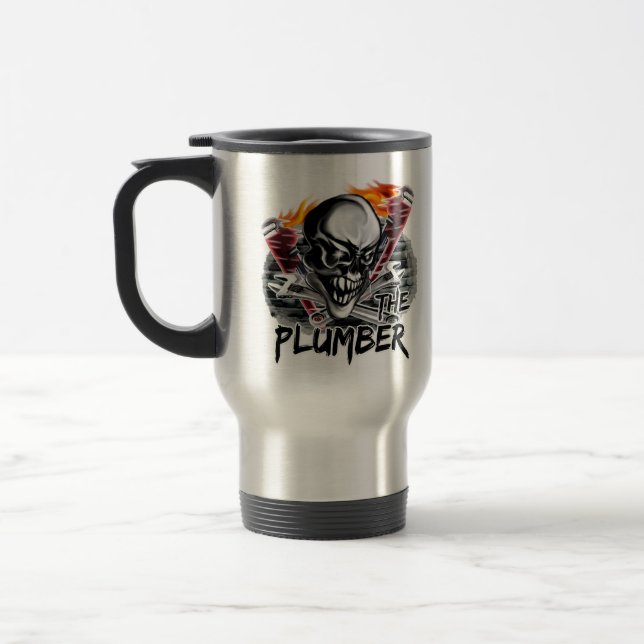 Plumber Skull Travel Mug: "The Plumber" Mug (Left)