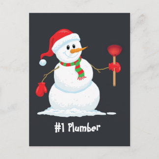Plumber Snowman Postcard