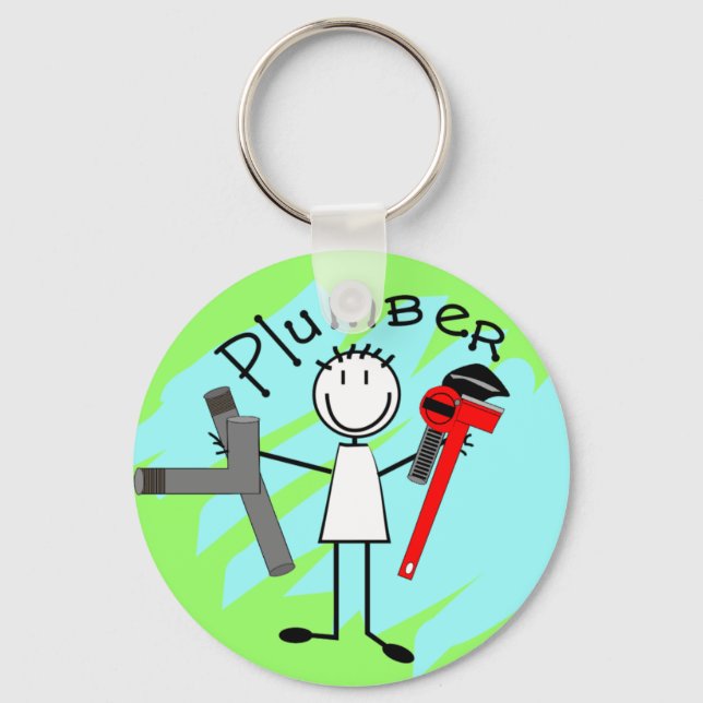 Plumber  stick person design keychain (Front)