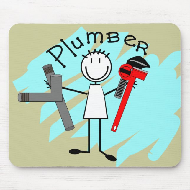 Plumber  stick person design mouse pad (Front)
