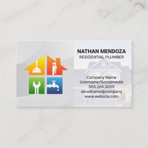 Plumber Tools Icons   Residential Contractor Business Card