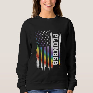Plumber United States Distressed Rainbow w US Flag Sweatshirt