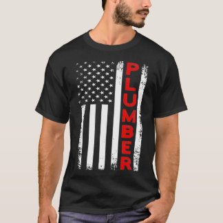 Plumber USA Flag American Plumber 4th Of July T-Shirt