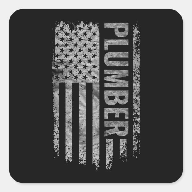 Plumber USA Flag Distressed design Square Sticker (Front)