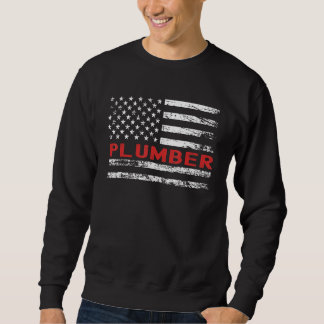 Plumber USA Flag Profession Retro Job Title Sweatshirt