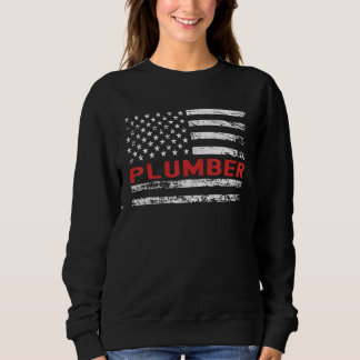 Plumber USA Flag Profession Retro Job Title Sweatshirt