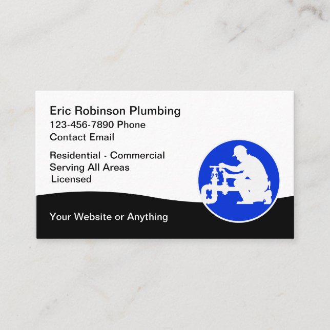 Plumber Useable Logo Business Cards  (Front)