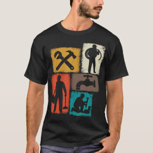 Plumber Vintage Collage Plumbing Men Pipefitter T-Shirt