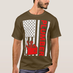 Plumber Vintage Patriotic American Flag Plumbing T-Shirt