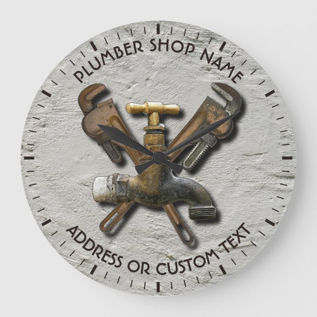 Plumber Water Drainage  Sewage Engineer Technician Large Clock (Front)