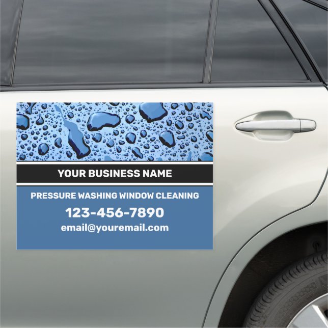 Plumber Water Drops Magnetic Car Signs (In Situ)