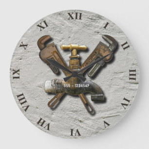 Plumber Water Sewage Drainage Engineer Technician Large Clock
