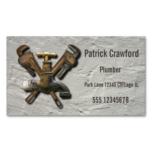 Plumber Water Sewage Drainage Engineer Technician Magnetic Business Card