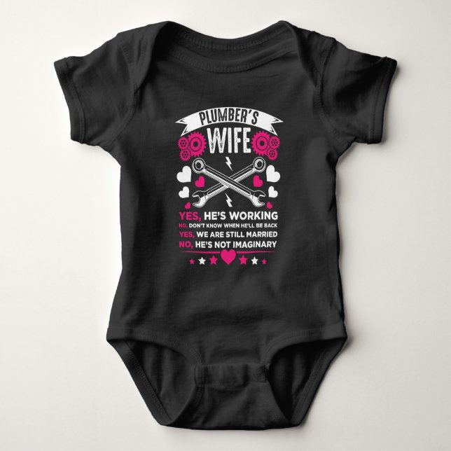 Plumber Wife Girlfriend Husband Wedding Baby Bodysuit (Front)