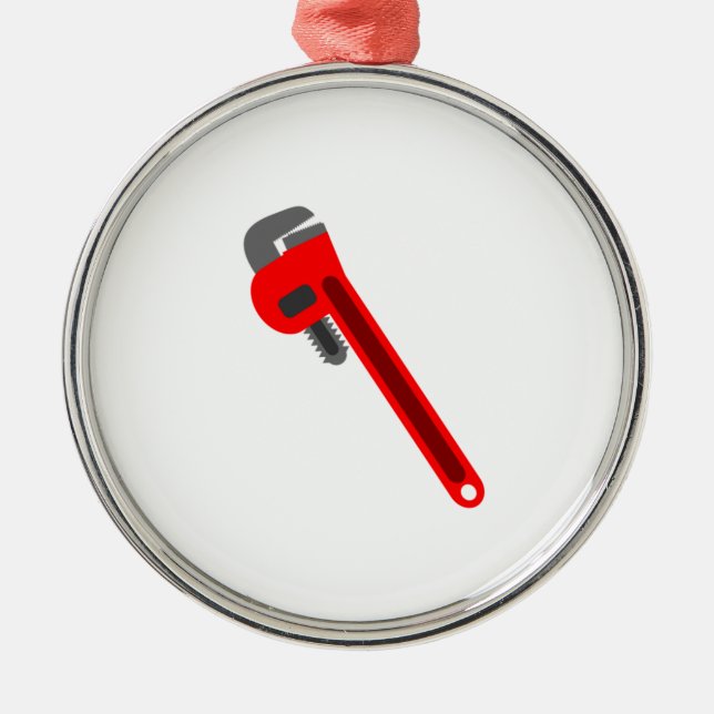 Plumber Wrench Metal Ornament (Front)