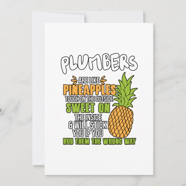 Plumbers Are Like Pineapples. Thank You Card (Front)
