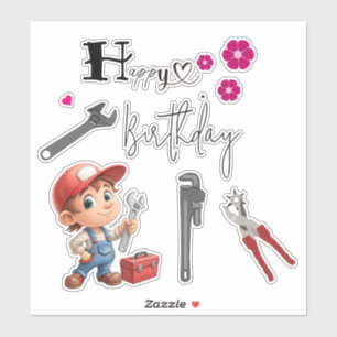 Plumber's birthday sticker