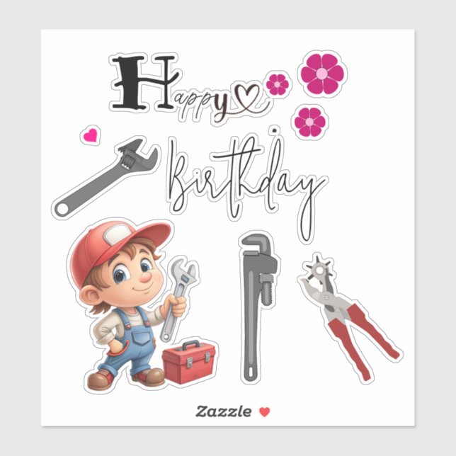 Plumber's birthday sticker (Sheet)