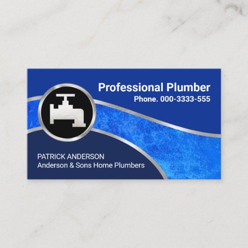 Plumbers Silver Water Wave Faucet Business Card