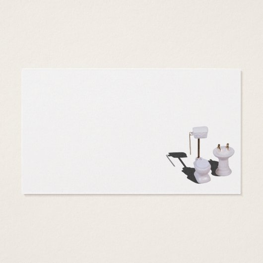 Plumbers working on porcelain toilet pull chain (Back)