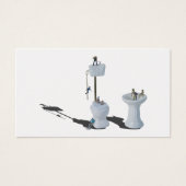 Plumbers working on porcelain toilet pull chain (Front)