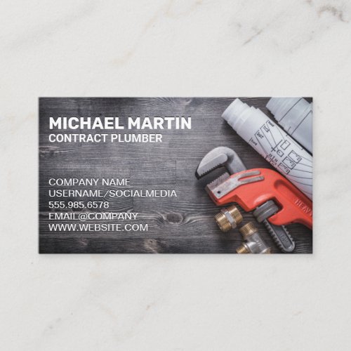 Plumbers Wrench and Pipes Business Card