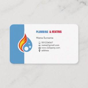 Plumbing and heating. Business card for handyman