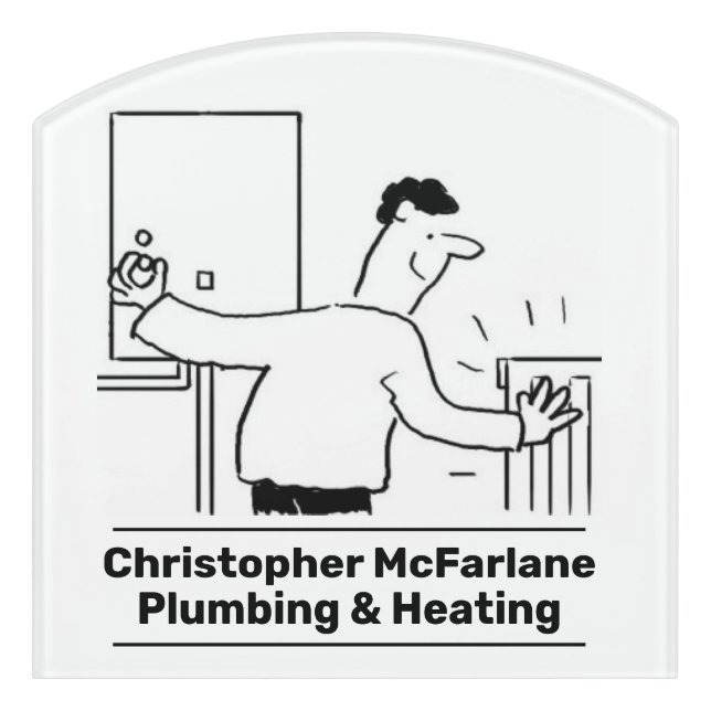 Plumbing and heating engineer door sign (Contour Front)