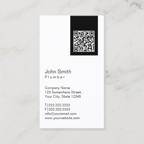 Plumbing Black Label QR Code Minimalist Business Card