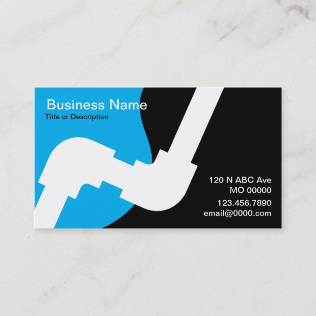 plumbing business card blue and black (Front)