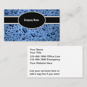 Plumbing Business Cards Water Theme