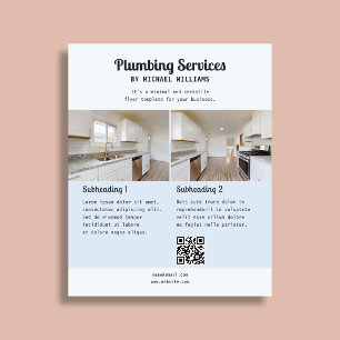 Plumbing Business Retro Script Photo Blue Flyer