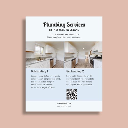 Plumbing Business Retro Script Photo Blue Flyer