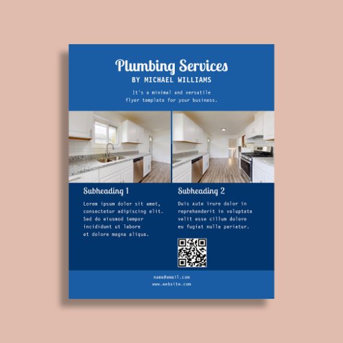 Plumbing Business Retro Script Photo Blue Flyer