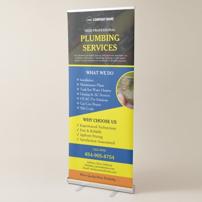 Plumbing Business Services Custom Retractable Banner (3/4)