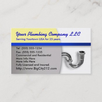 Plumbing Co Editable Business Card by BigCity212 at Zazzle