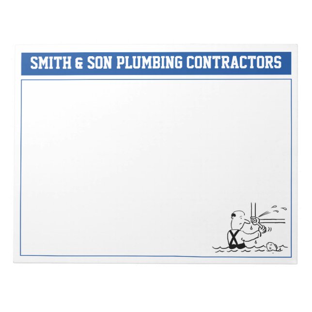 Plumbing Company Notepad to Personalise. (Front)