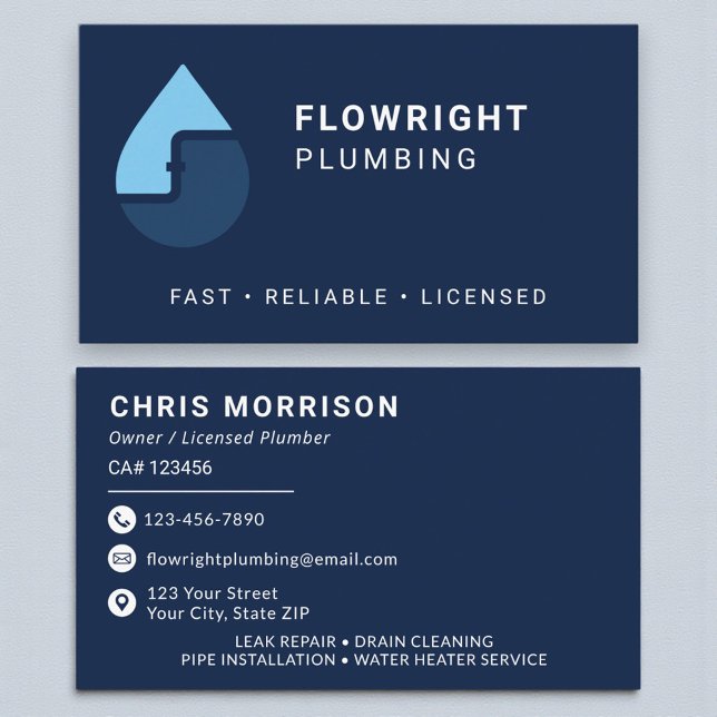 Plumbing Company Professional Business Card (Creator Uploaded)