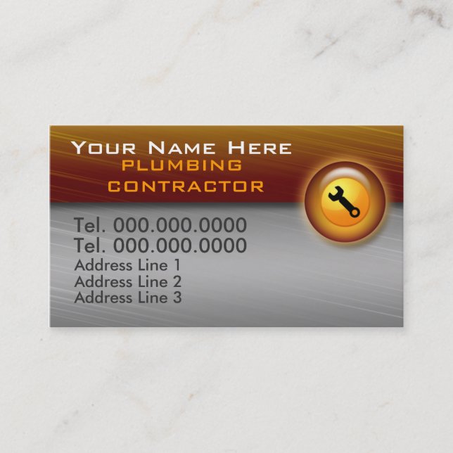 Plumbing Contractor Business Cards (Front)