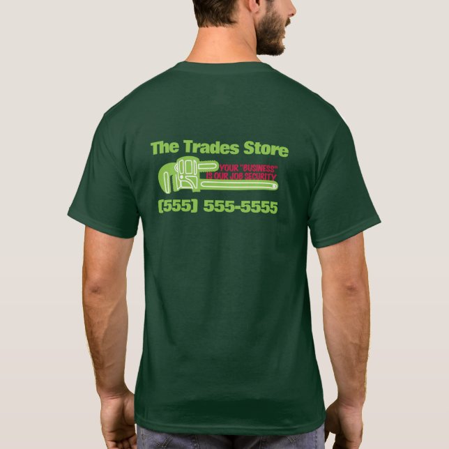 Plumbing Contractor Humor, Funny Advertising T-Shirt (Back)
