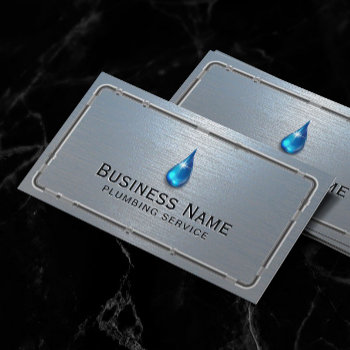 Plumbing Dusty Blue Brushed Metal Pipes Repair  Business Card by cardfactory at Zazzle