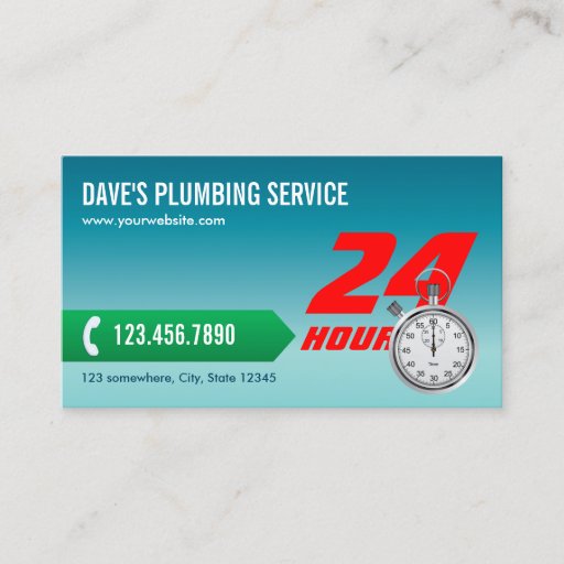 Customizable Plumbing Emergency Service Plumber Business Card