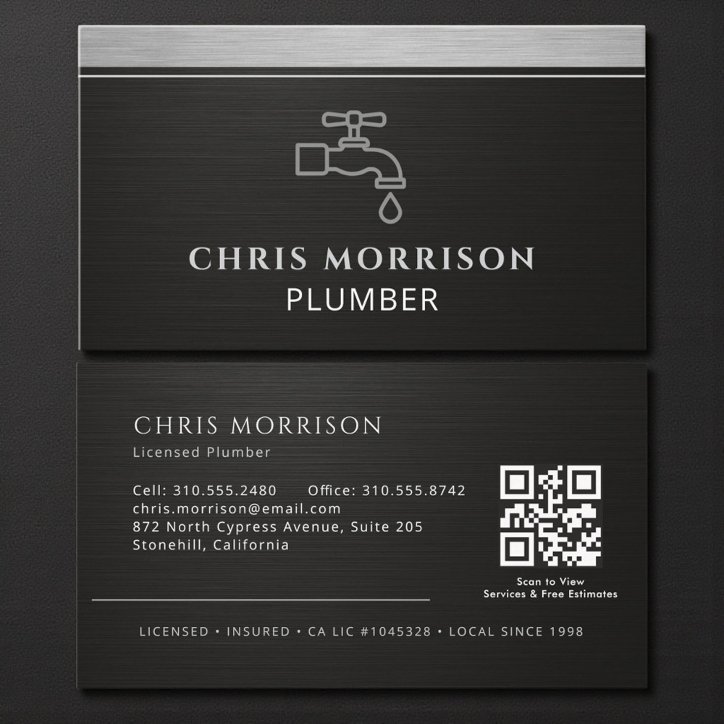 Plumbing Faucet Plumber QR Code Logo Business Card