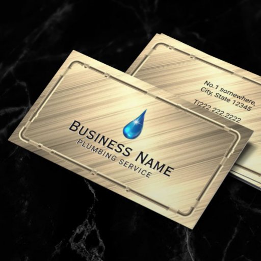 Customizable Plumbing Faux Metallic Pipes Gold Repair Service Business Card