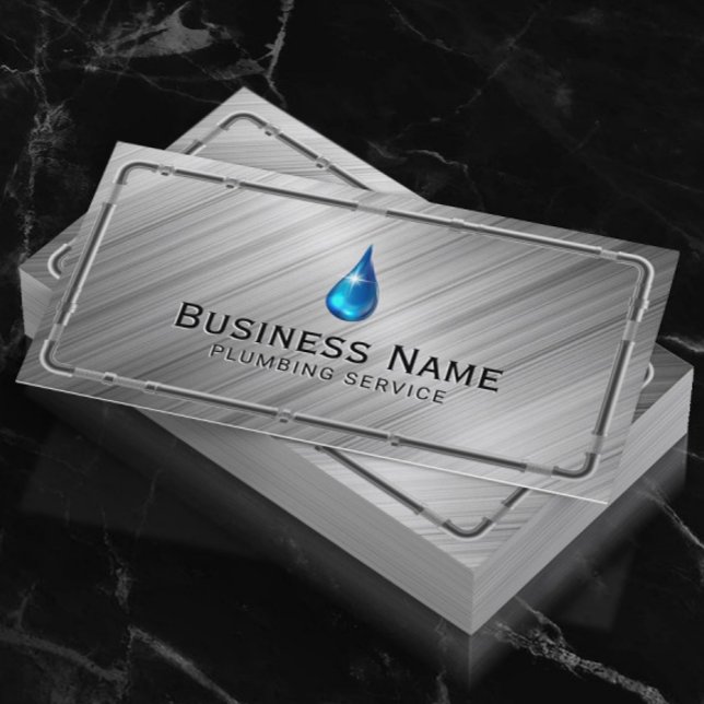 Plumbing Faux Metallic Pipes Pro Repair Service  Business Card (Creator Uploaded)