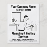 Plumbing &amp; Heating Services Cartoon Design Flyer