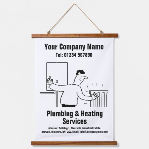 Plumbing  Heating Services Cartoon Design Hanging Hanging Tapestry