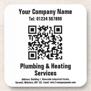 Plumbing & Heating Services QR Code Design Beverage Coaster