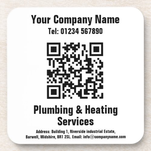 Plumbing  Heating Services QR Code Design Beverage Coaster